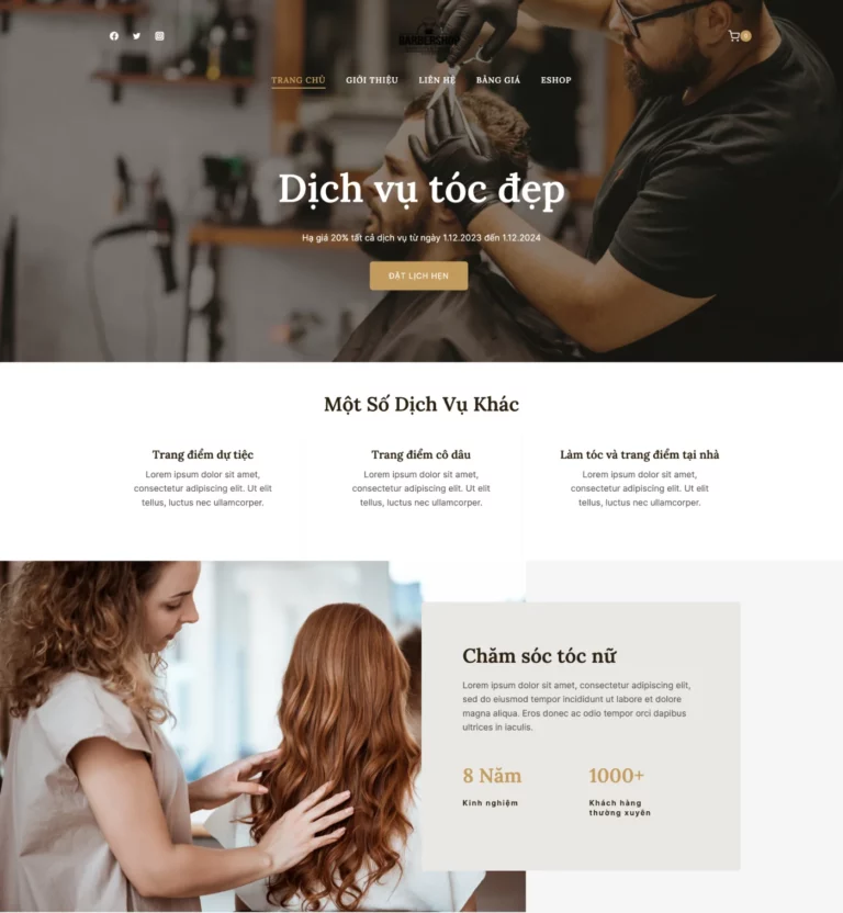 Mẫu Web tiệm làm tóc