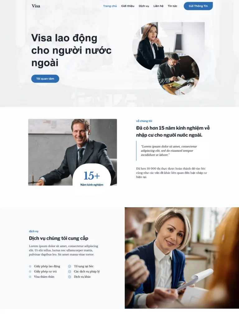 Mẫu Web dịch vụ Visa