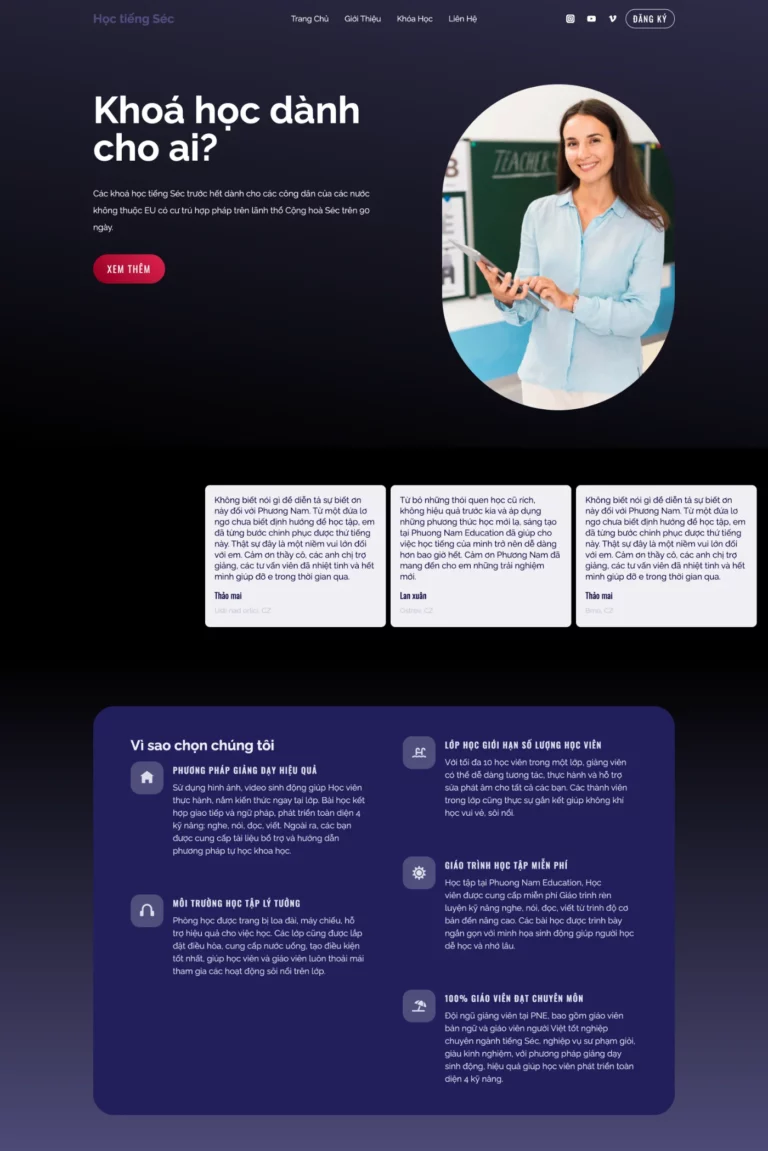 Mẫu web dạy tiếng Séc